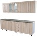 Bucatarie Zebra 260 cm din MDF Sonoma Mustata cu blat termoizolant gri
